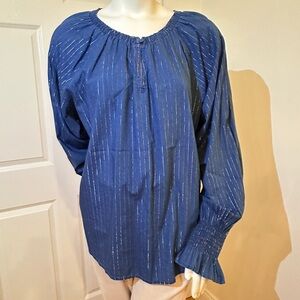 White House Black Market Navy Striped Tunic